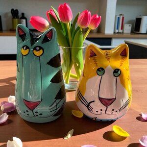 Catzilla Salt And Pepper Shakers Whimsical And Playful By Candace Reiter